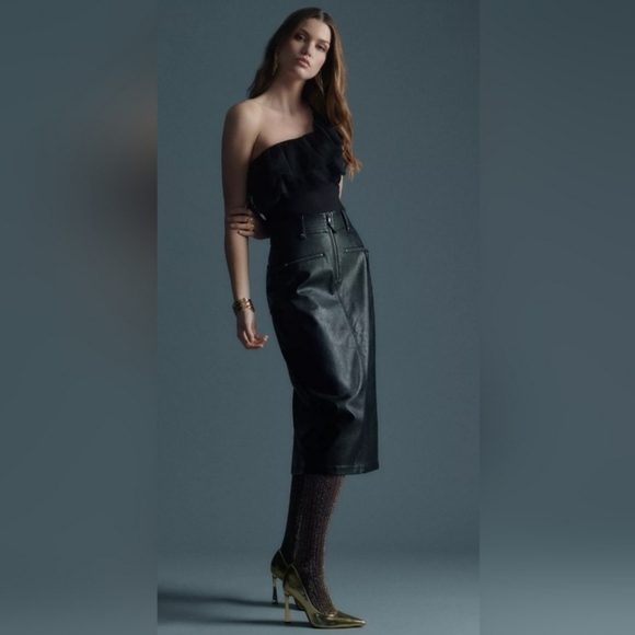 Pilcro Dresses & Skirts - Pilcro Faux Leather Moto Midi Skirt (size 12)